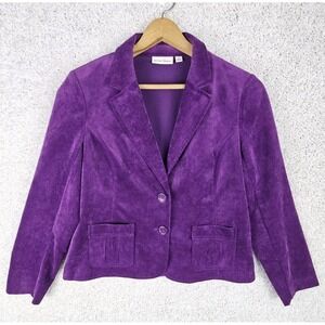 Studio Works‎ Purple Corduroy Blazer Women's Size 10 Purple Jacket Shoulder Pads